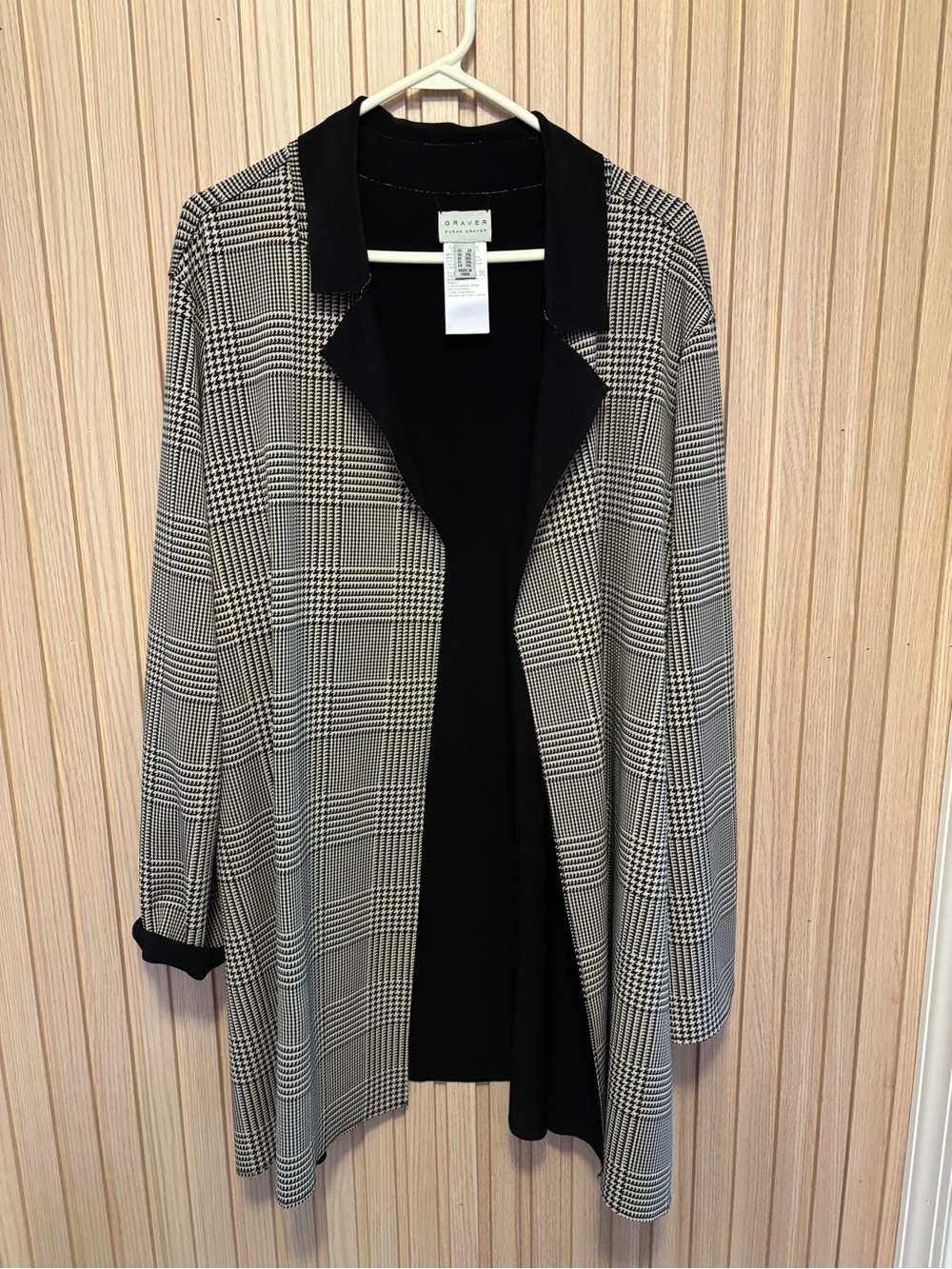 Susan Graver Printed LK Fusion Plus Reversible Plaid/Black Size 2X